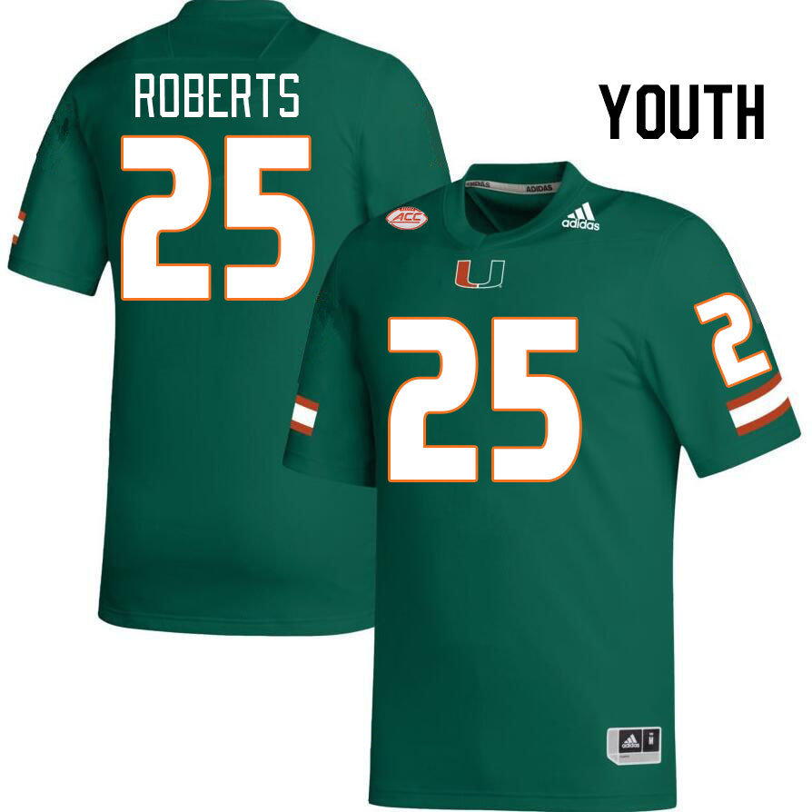 Youth #25 Terry Roberts Miami Hurricanes College Football Jerseys Stitched-Green
